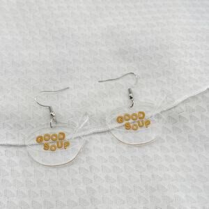 Good Soup Acrylic Dangle Earrings Gift Funny Humor Holiday White Elephant